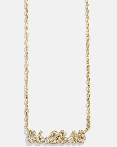 BaubleBar 18k Gold Pavé Custom Number Necklace - White