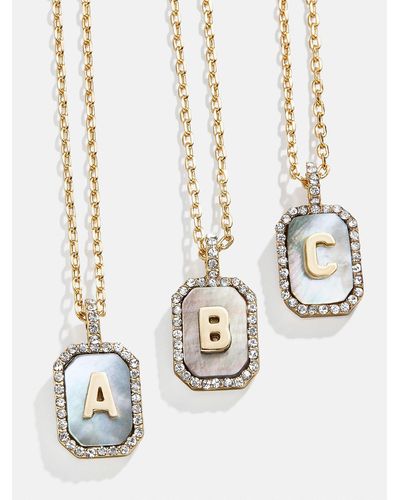 BaubleBar Gold & Mother Of Pearl Initial Necklace - White
