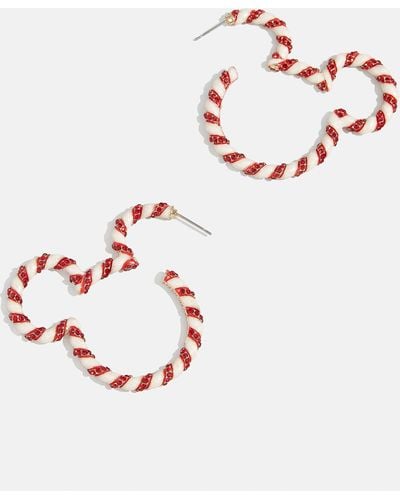 BaubleBar Mickey Mouse Disney Candy Cane Outline Hoop Earrings - White