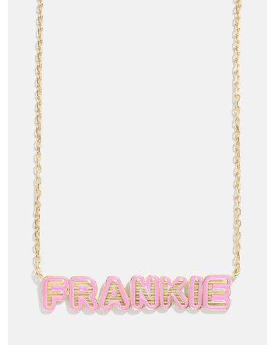 BaubleBar 18k Gold Enamel Custom Nameplate Necklace - Pink