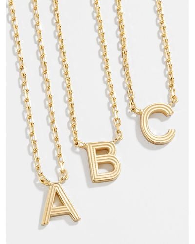 BaubleBar 18k Gold Etched Initial Necklace - Metallic