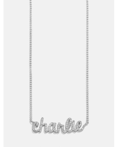 BaubleBar Pavé Custom Nameplate Necklace - White
