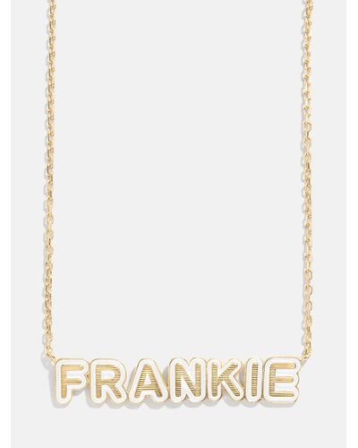 BaubleBar 18k Gold Enamel Custom Nameplate Necklace - White