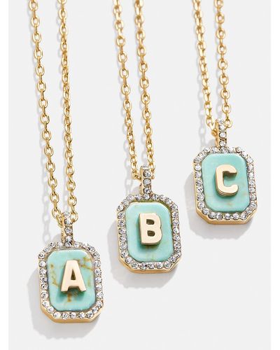 BaubleBar Gold & Turquoise Initial Necklace - White