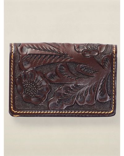RRL Tooled Leather Card Wallet - Brown