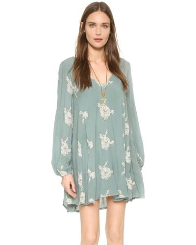 Free People Emma Embroidered Dress - Green