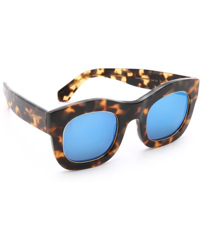 Illesteva Hamilton Ring Mirrored Sunglasses - Tortoise/blue - Brown