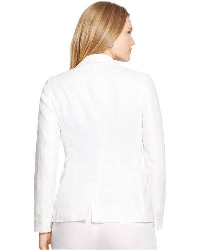 Lauren by Ralph Lauren Plus Size Silk-Linen Blazer - White