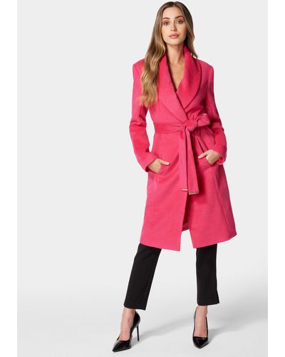 Bebe Wool Blended Shawl Collar Wrap Coat - Pink