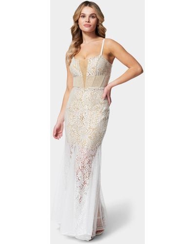 Bebe Lace Corset Mermaid Gown - White