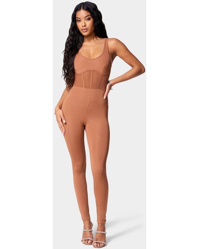 Off shoulder embroidered hotsell mesh panel jumpsuit
