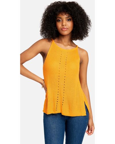 Bebe Pointelle Halter Sweater Top - Orange