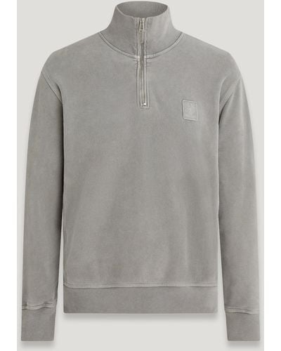 Belstaff Mineral outliner sweatshirt mit viertelreißverschluss - Grau