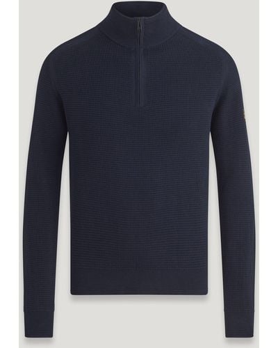 Belstaff Cole Quarter Zip Sweater - Blue