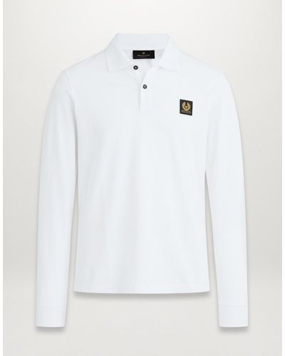 Belstaff Logo Long Sleeve Polo T Shirt - White