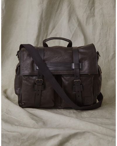 Belstaff Messenger Bag In Hand Waxed Leather - Black