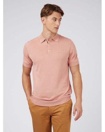 Ben Sherman Signature Knitted Polo Shirt - Pink
