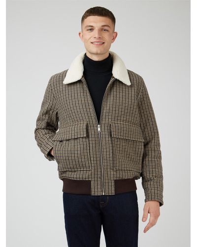 Ben Sherman Heritage Check Wool Jacket - Grey