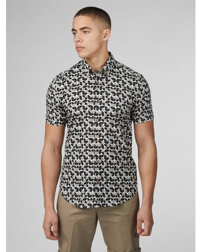 Ben Sherman Linear Print Shirt - Grey