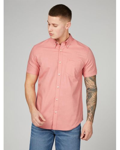Ben Sherman Short Sleeve Oxford Shirt - Pink