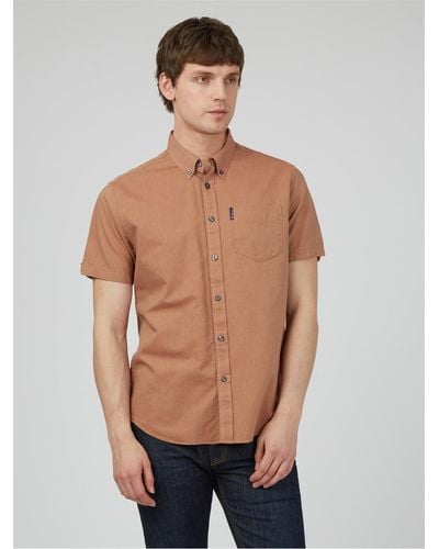 Ben Sherman Organic Cotton Short Sleeve Oxford Shirt - Blue