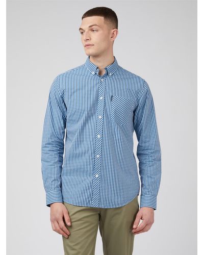 Ben Sherman Gingham Long Sleeve Shirt - Blue