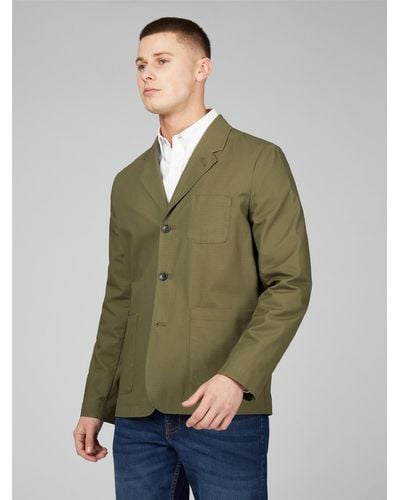 Ben Sherman Convertible Collar Ripstop Jacket - Green