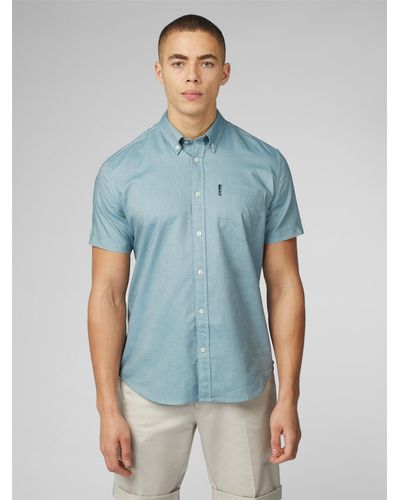 Ben Sherman Organic Oxford Short Sleeve Shirt - Blue