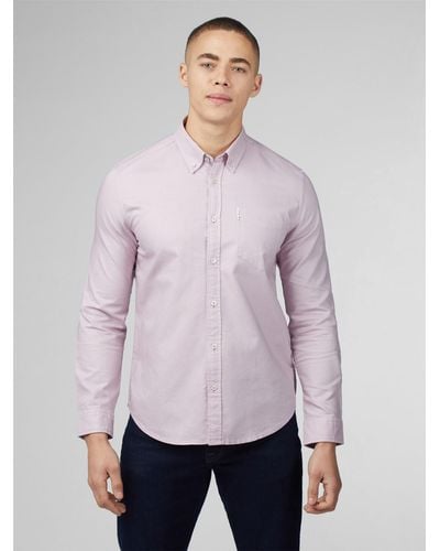 Ben Sherman Organic Oxford Long Sleeve Shirt - Purple