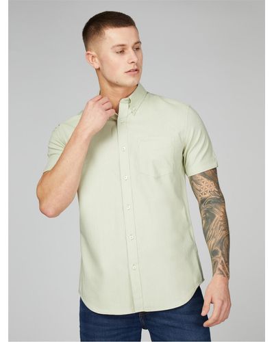 Ben Sherman Short Sleeve Oxford Shirt - Green