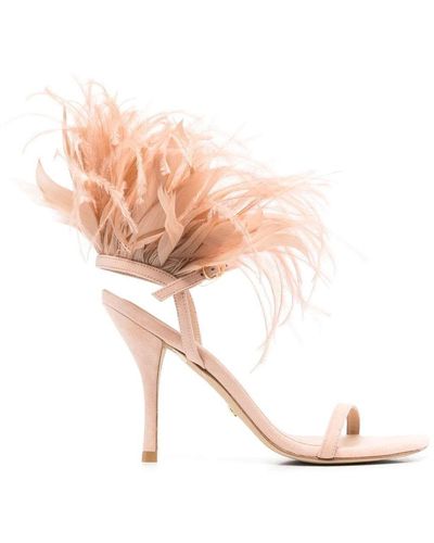 Stuart Weitzman Leather Sandals: Plume 100 - Pink