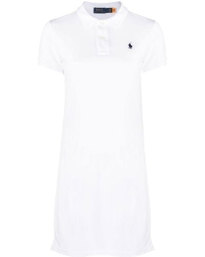 Polo Ralph Lauren Short Sleeves Polo Neck Dress - White