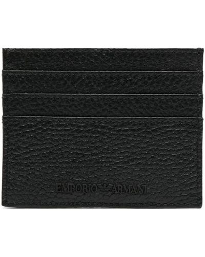 Emporio Armani Logo-debossed Leather Cardholder - Black