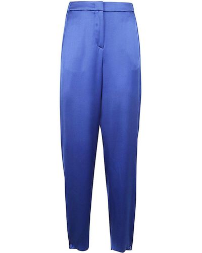 Giorgio Armani Elastic Waist Trousers With Button On Bottom - Blue