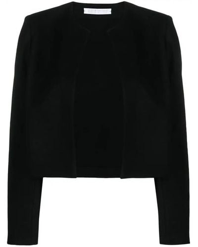 Harris Wharf London Collarless Jacket With S. P. Superfine Merino - Black