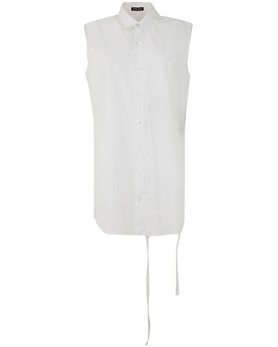 Ann Demeulemeester Amelie Sleeveless Long High Comfort Shirt - White