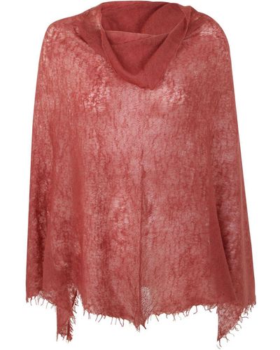 Mirror In The Sky Felt Poncho Hoods - Red
