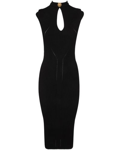 Balmain Sleeveless Knitted Midi Dress Clothing - Black