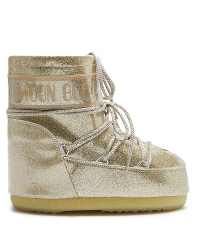 Moon Boot Icon Low Glitter Boots - Natural