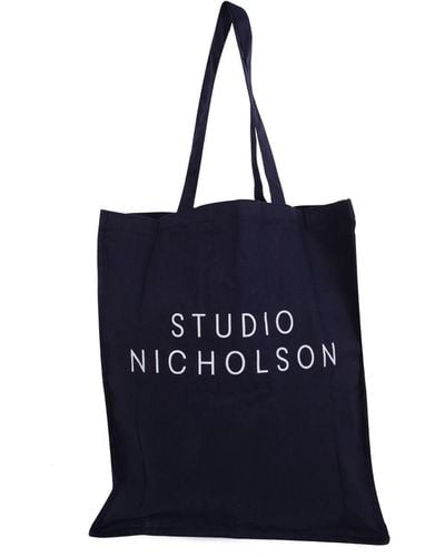 Studio Nicholson Large Tote: Cotton Bag - Blue