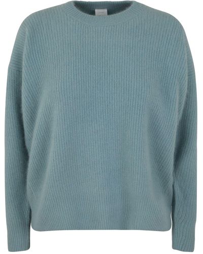 C.t. Plage Oversize Ribbed Crew Neck Sweater - Blue