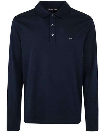 Michael Kors Long Sleeve Sleek Mk Crew Polo Shirt Clothing - Blue