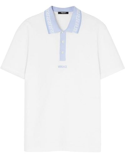Versace Polo Piquet Fabric And Embroidery - White