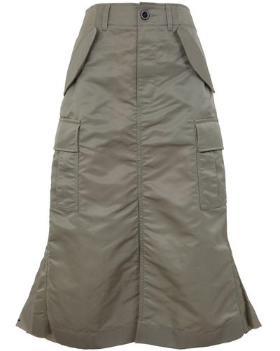 Sacai Pleated Midi Bomber Skirt - Gray