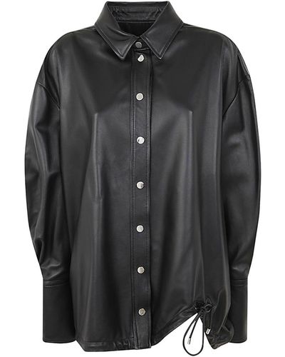 The Attico Oversized Shirt With Drawstring Clothing - Black