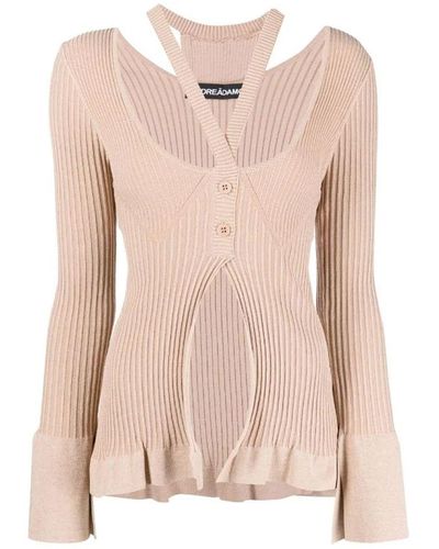 ANDREADAMO Ribbed Knit Cardigan W/double Layers - Multicolor