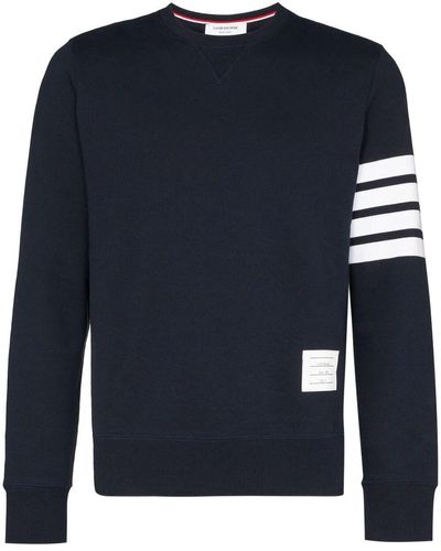 Thom Browne Classic Sweatshirt In Classic Loopback With Engineered 4 Bar - Blue
