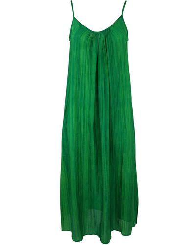 BIANCO LEVRIN Midi Dress: Silk 130 Cm - Green