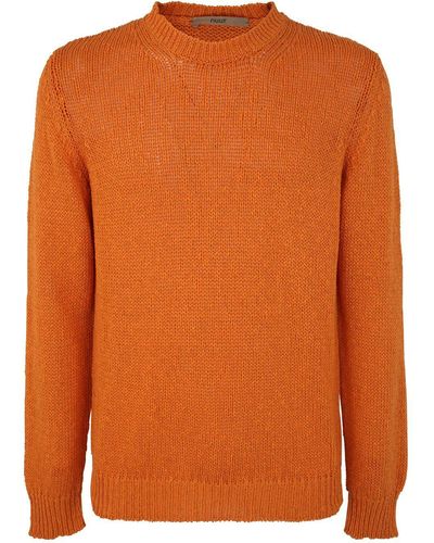 Nuur Crew Neck Cotton Pullover - Orange