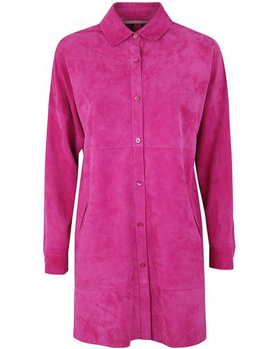 The Jackie Leathers Leather Trench Coat - Pink